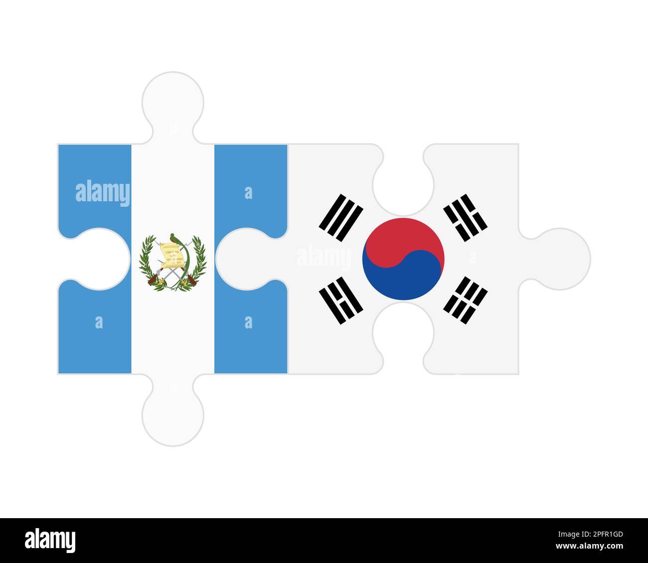 Rompecabezas conectado de banderas de Guatemala y Corea del Sur, vector