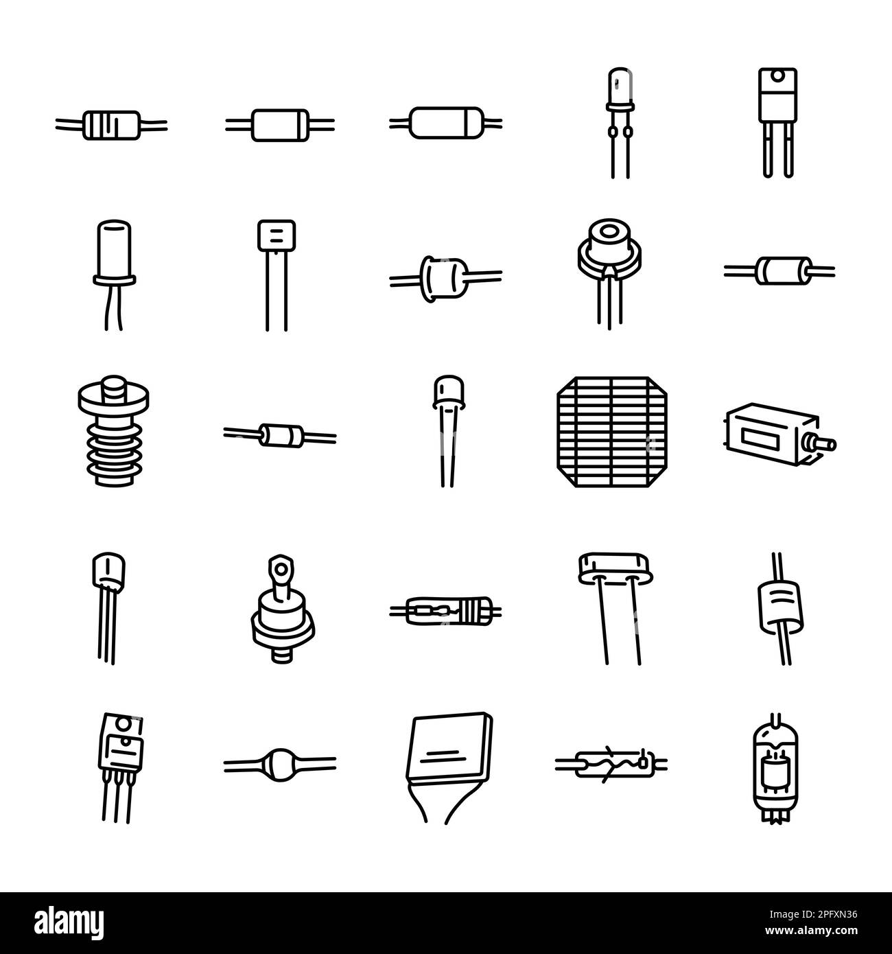 Conjunto De Iconos De Línea Negra De Diodos Pictogramas Para Página Web Aplicación Móvil 0021