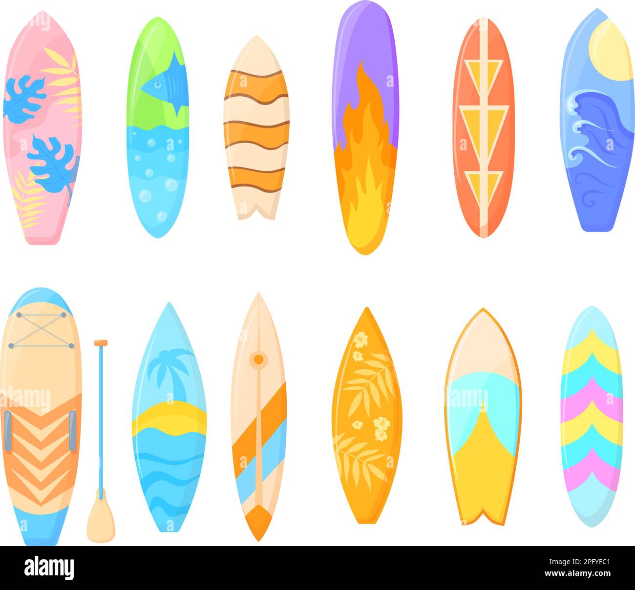 Tableros. Tablas de surf frescas de dibujos animados para bodyboard