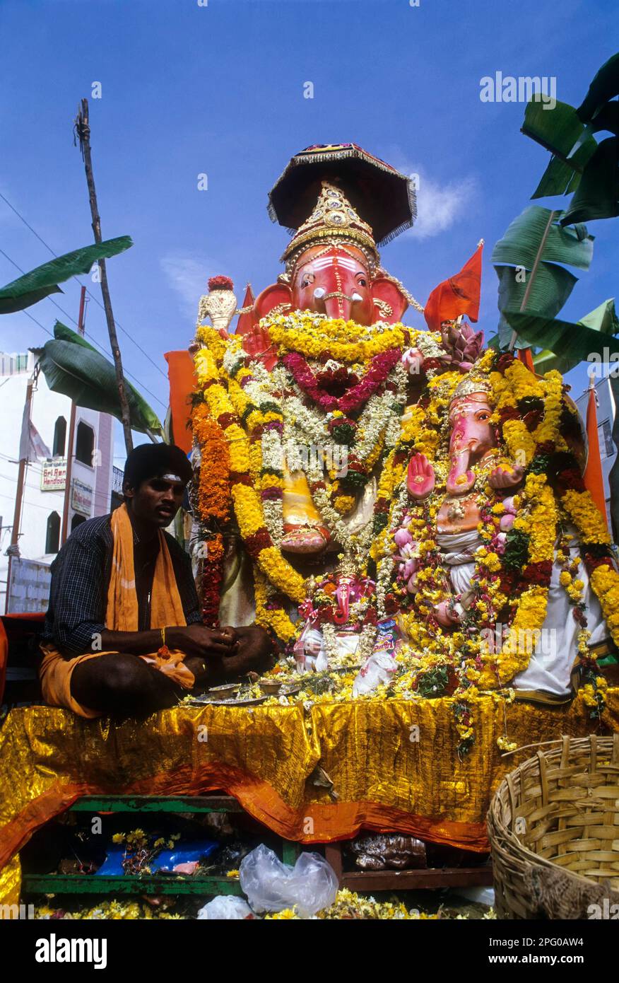 Festival Ganesh o Ganpati, Señor de la cabeza de elefante en Coimbatore, Tamil Nadu, India, Asia Foto de stock