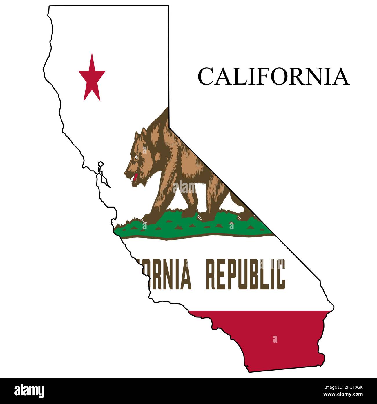 Mapa de California ilustración vectorial. Economía global. Estado en América. Norteamérica. Estados Unidos. América. EE.UU Ilustración del Vector