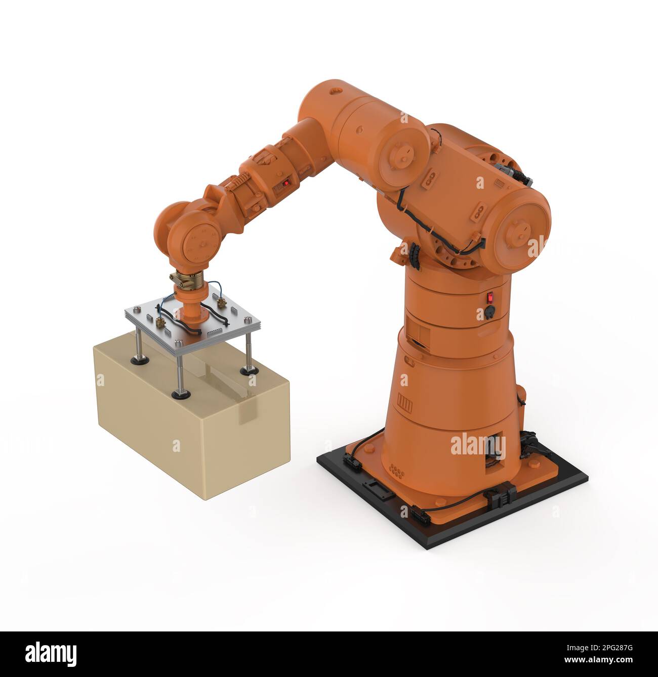 La fábrica de automatización o el concepto de carga con el brazo robótico  de representación 3D llevan la caja de cartón en el almacén Fotografía de  stock - Alamy