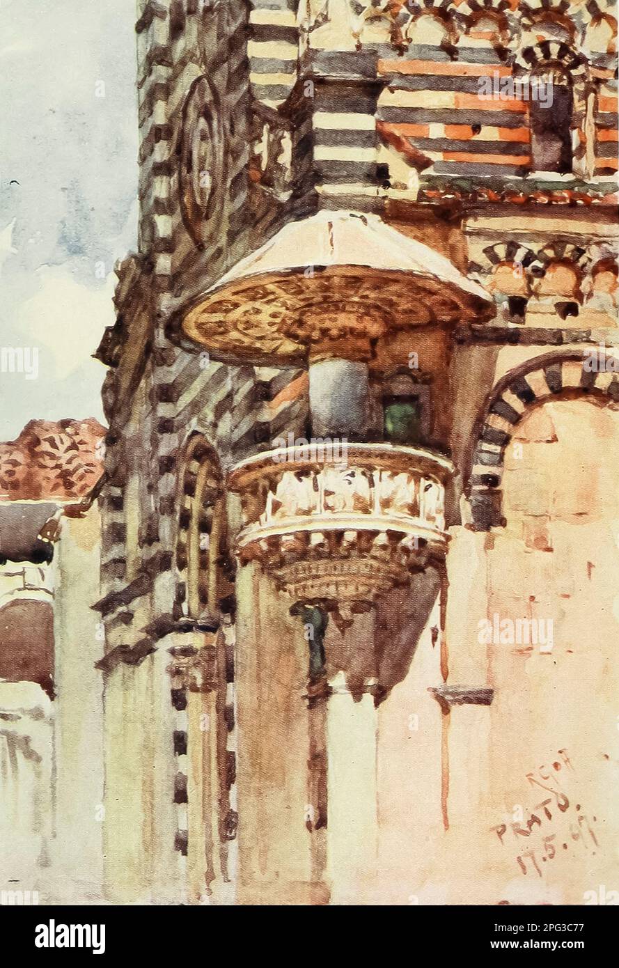 Frente oeste de la catedral de Prato, con el friso de ángeles de