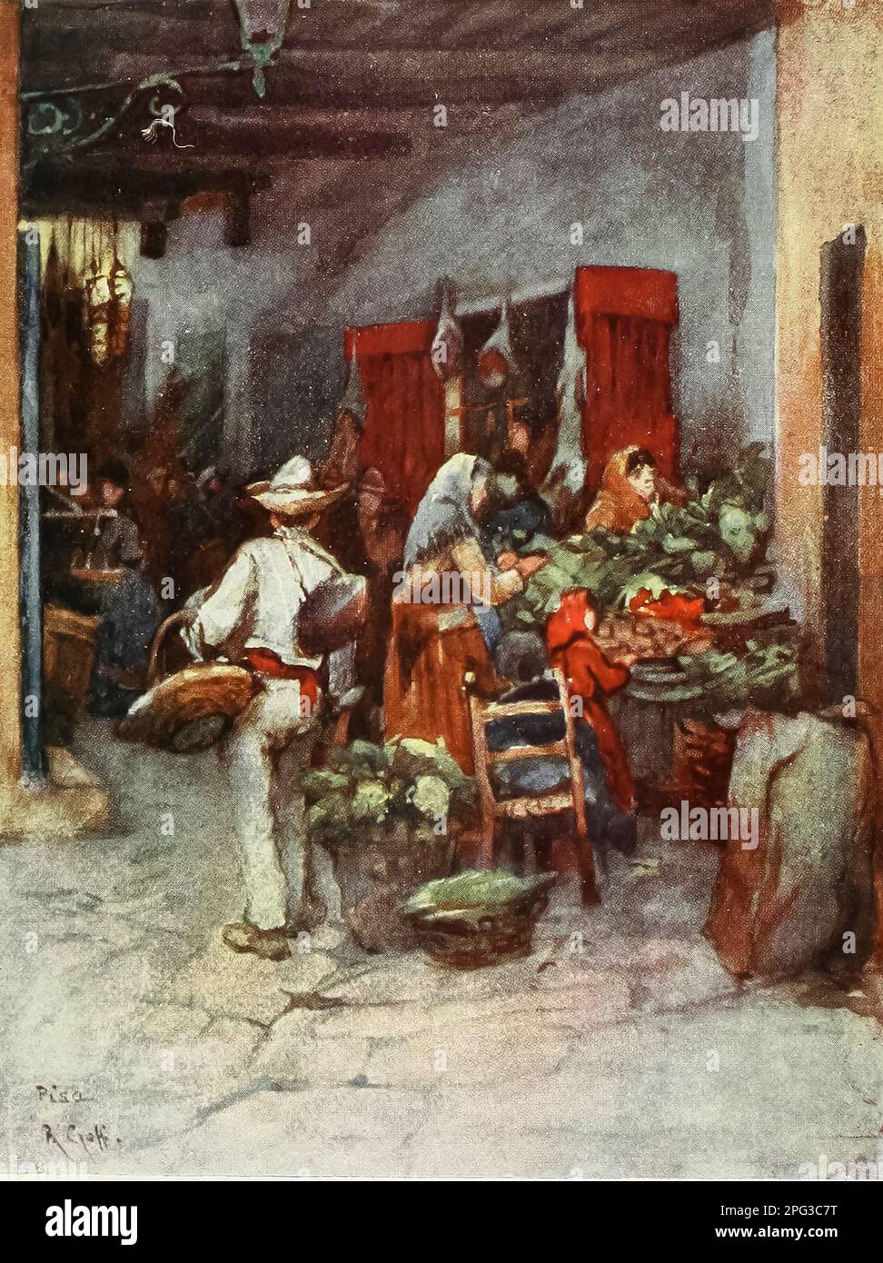 Puestos de frutas y verduras, Pisa pintado por el coronel Robert