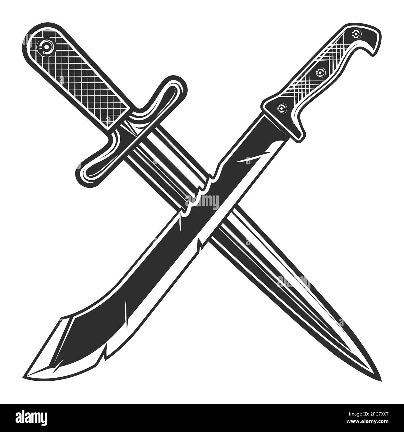 Cuchillo de machete con icono de daga afilada, arma cuerpo a cuerpo del