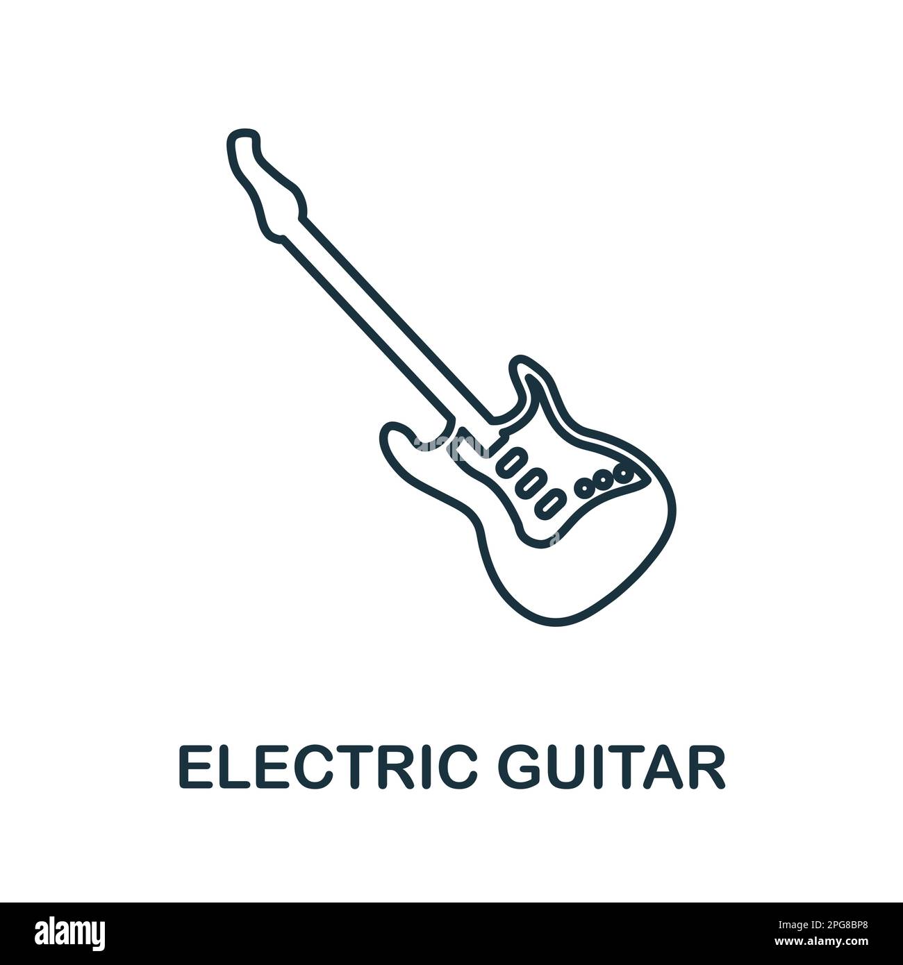 Guitarra eléctrica icono de línea. Elemento simple de la colección de instrumentos musicales. Icono de contorno de guitarra eléctrica creativa para diseño web, plantillas Ilustración del Vector