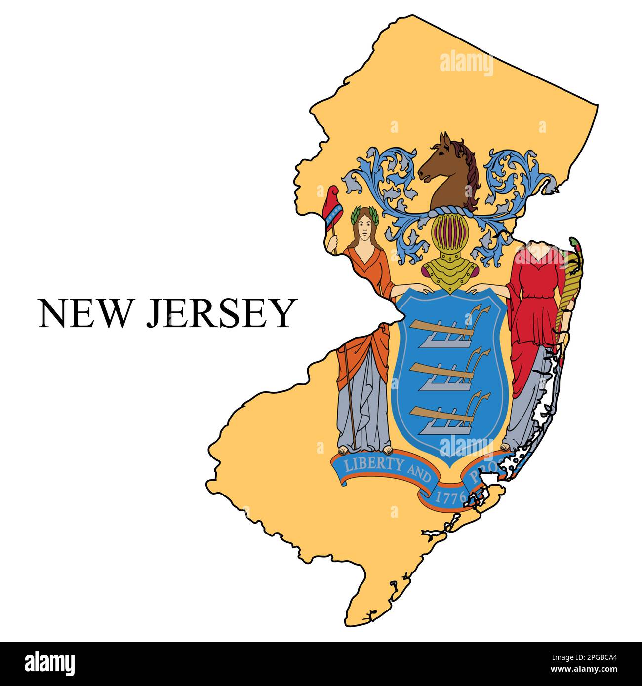 Mapa de Nueva Jersey ilustración vectorial. Economía global. Estado en América. Norteamérica. Estados Unidos. América. EE.UU Ilustración del Vector