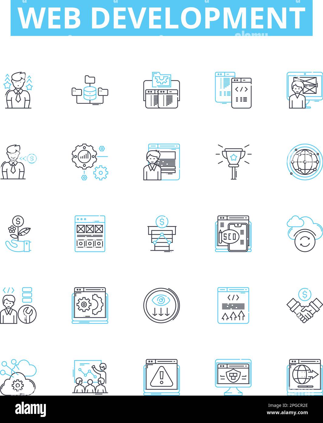Conjunto de iconos de línea de vector de desarrollo web. Web ...