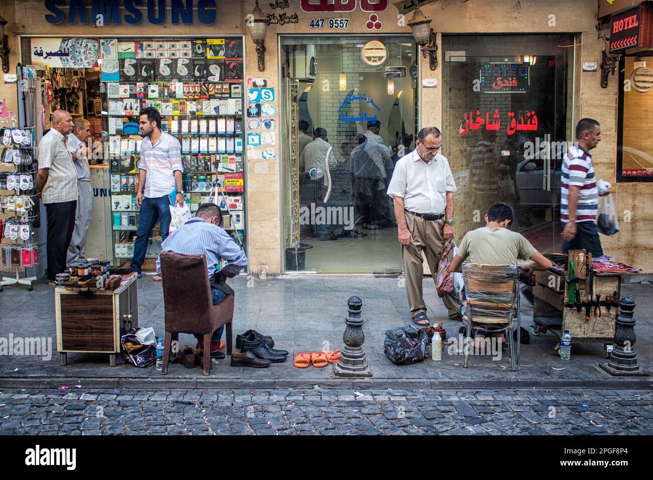 Las calles y tiendas de Erbil City. Irak. Foto de stock