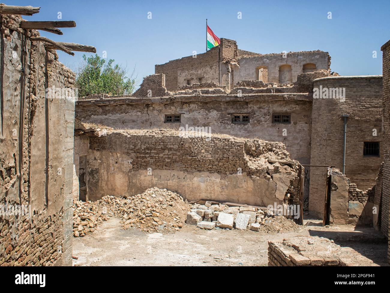 Erbil City fue devastada después de la batalla entre las fuerzas iraquíes, Isis y los EE.UU.. Irak. Foto de stock