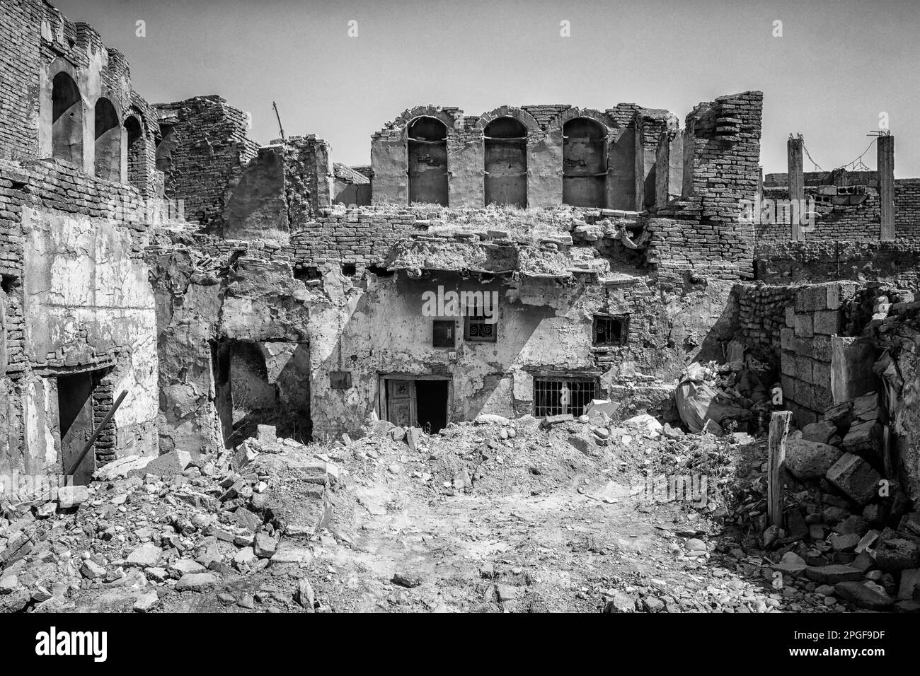 Erbil City fue devastada después de la batalla entre las fuerzas iraquíes, Isis y los EE.UU.. Irak. Foto de stock