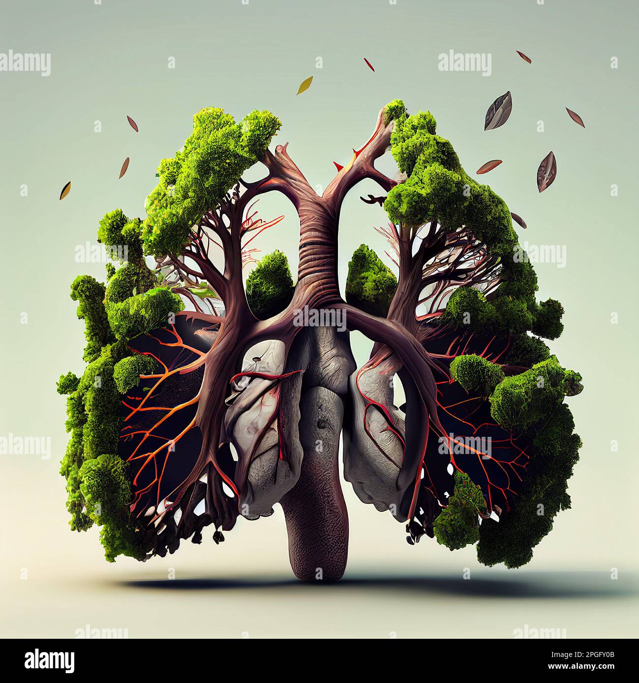 Pulmón verde en el bosque, árboles para respirar aire fresco y