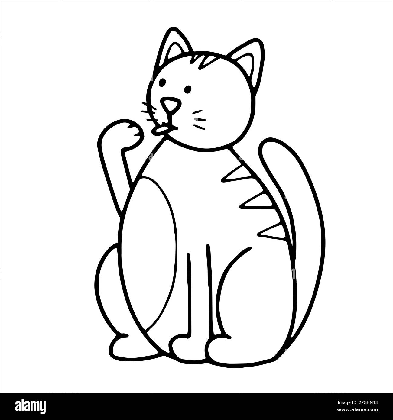 Barra de garabatos fuera de la lengüeta Cat. Dibujado a mano mascota