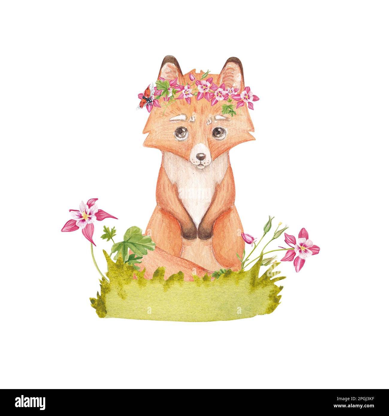 Paraguas infantil rosa con estampado de animales del bosque – Fox