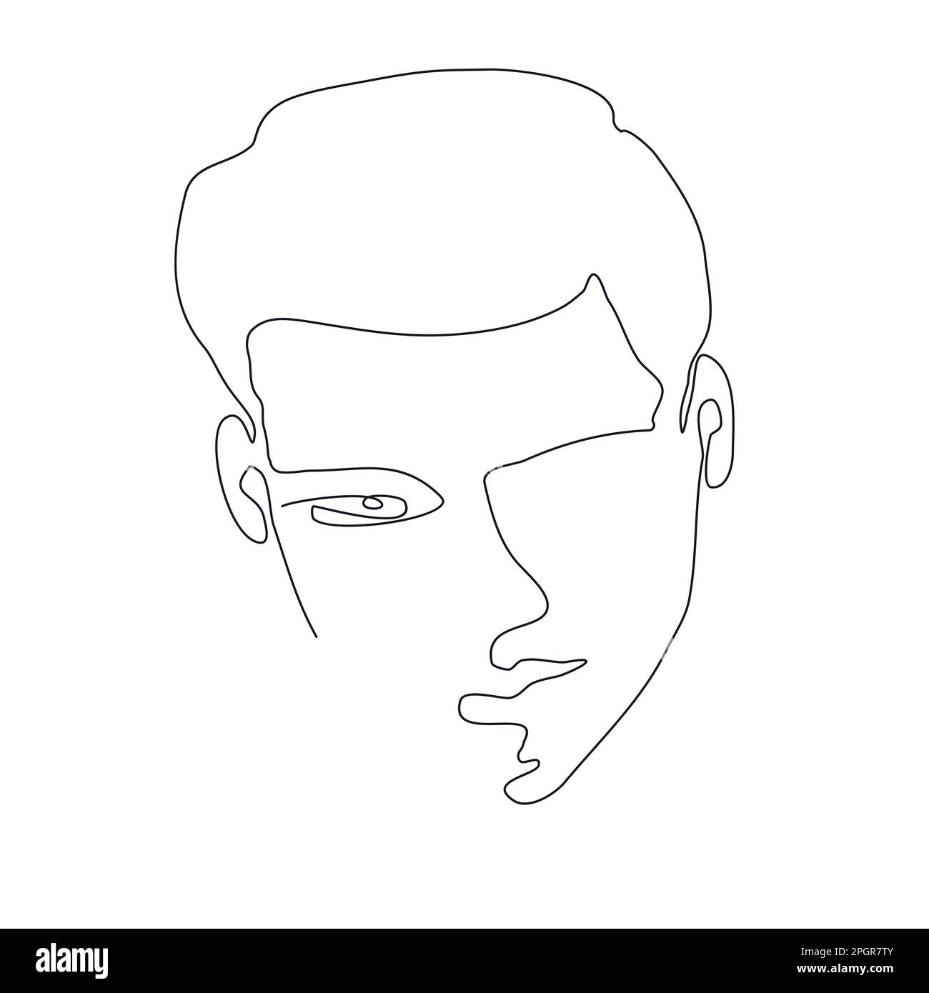 Face man line art minimalista logo. Croquis de línea de cara de hombre