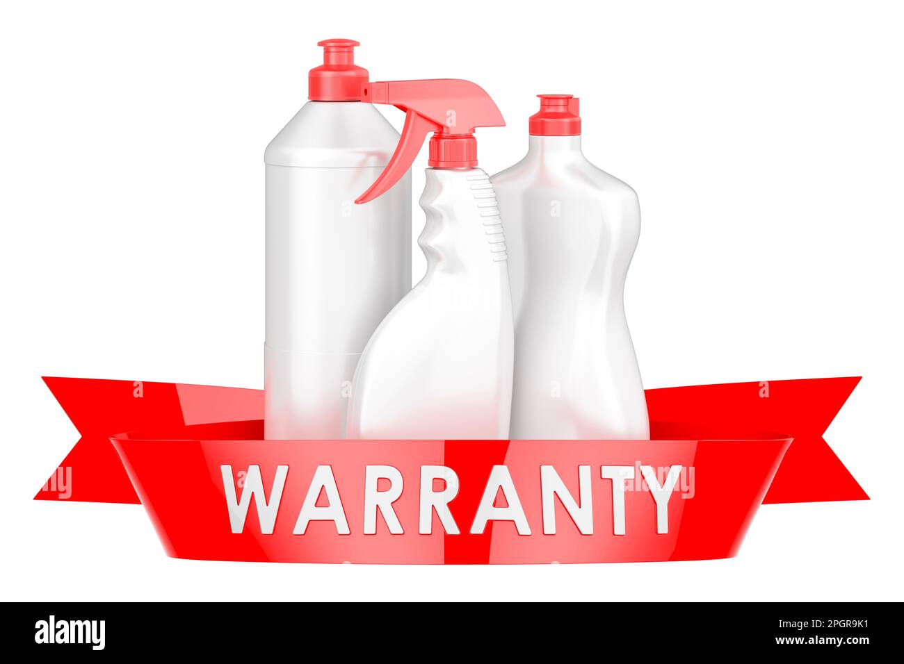 Detergente, productos de limpieza, concepto de garantía. Renderizado 3D  aislado sobre fondo blanco Fotografía de stock - Alamy