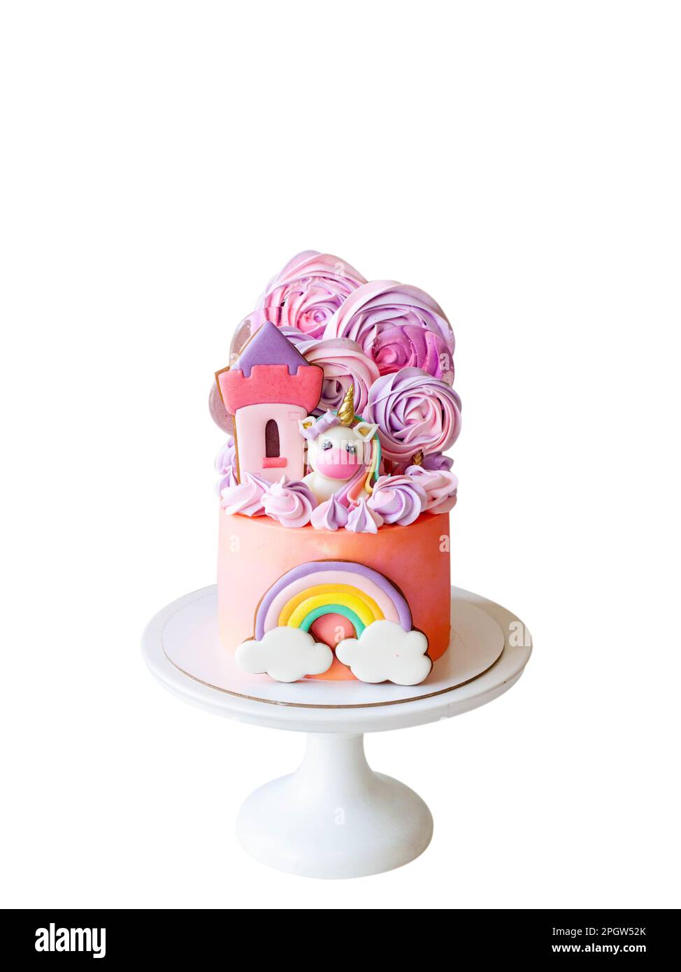 Conjunto de decoración de cumpleaños de arco iris. número uno. globos  transparentes pastel de primer cumpleaños para niña o niño.