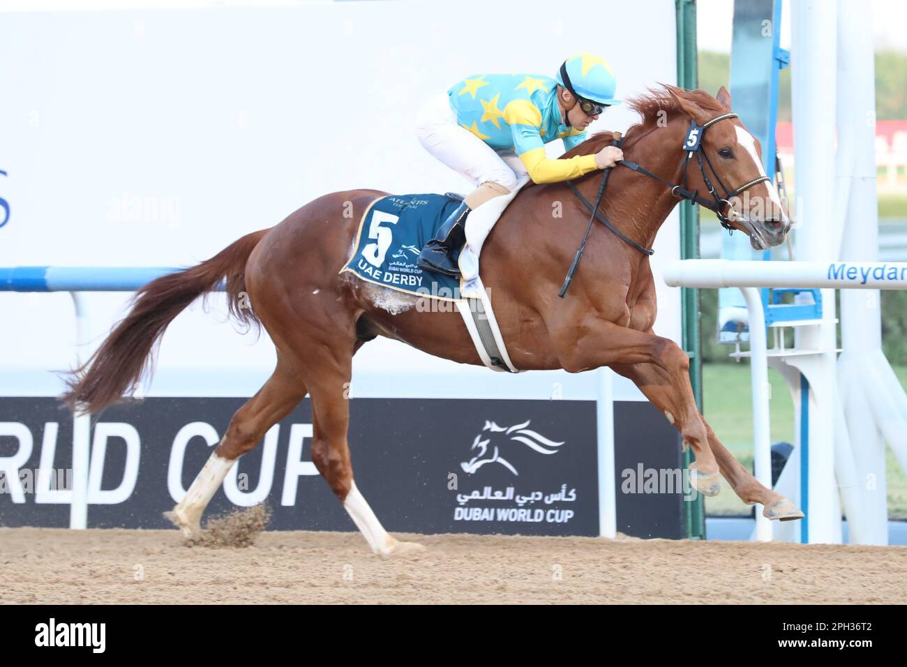 Dubai, EE.UU. 25th de marzo de 2023. 25 de marzo de 2023, Dubái, Emiratos  Árabes Unidos: Derma Sotogake (5) pilotado por Christophe Lemaire gana el  derbi de los Emiratos Árabes Unidos (Grupo