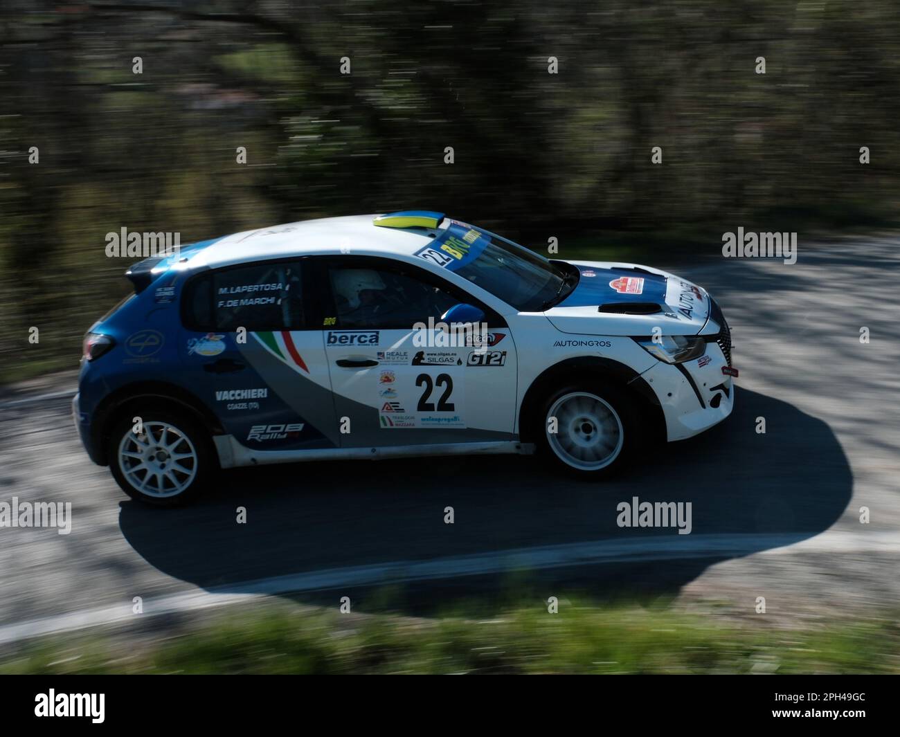 Turín, Italia. 25th de marzo de 2023. Lapertosa Mattia Ita De Marchi Fabrizio Ita RC4N Rally4 Peugeot 208-Meteco Corse durante el shakedown del Rally Team 971-2023 en Pavarolo - TO, el 25 de marzo de 2023 durante el 49Â° Rally Team 971 (day1), Rally en Turín, Italia, marzo de 25 2023 Crédito: Independent Photo Agency/Alamy Live News Foto de stock