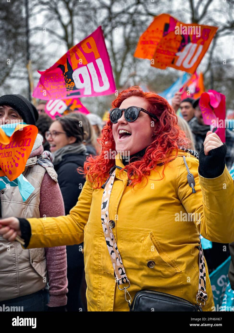 Londres, Reino Unido. 15th de marzo de 2023. Manifestantes en la