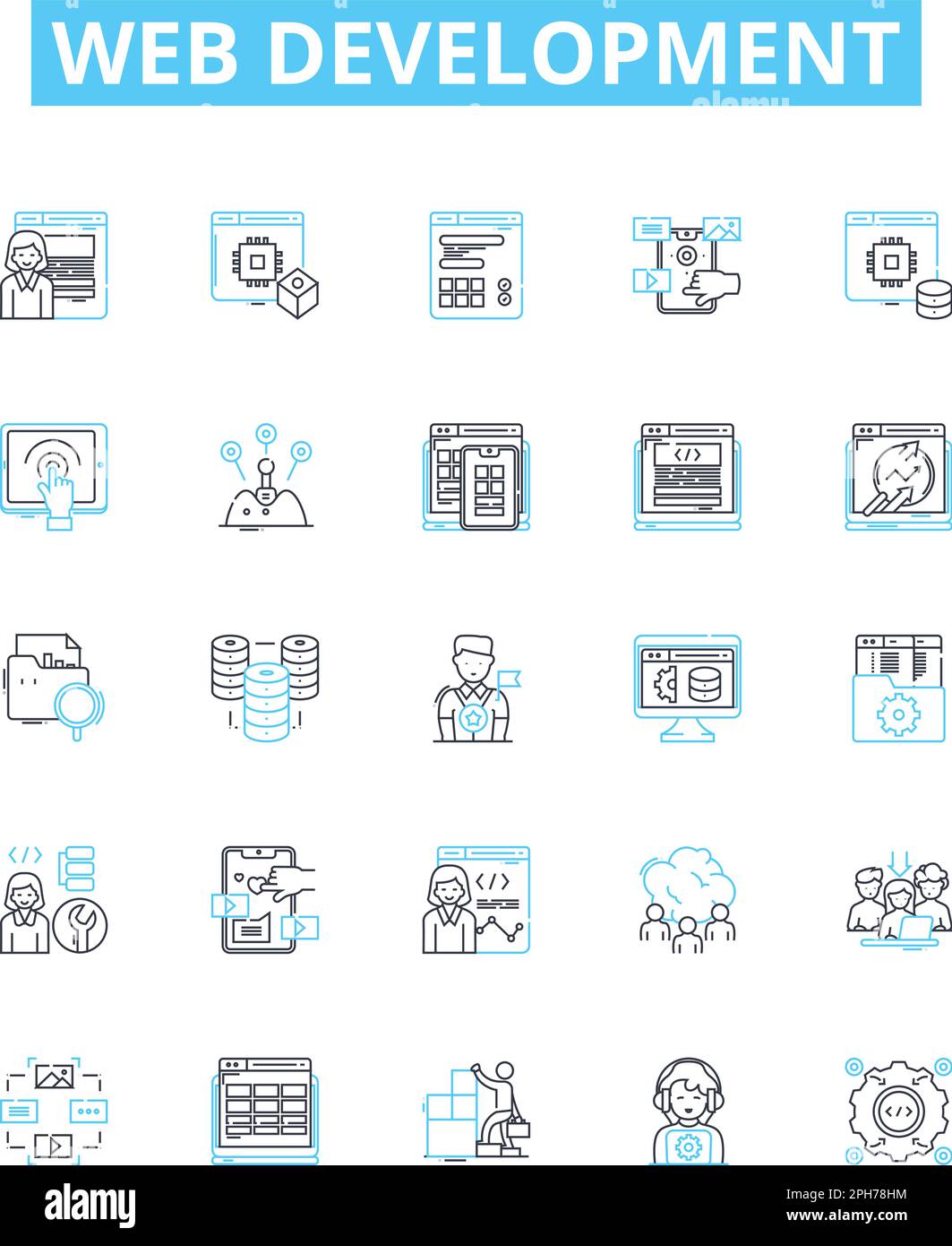 Conjunto de iconos de línea de vector de desarrollo web. Web ...