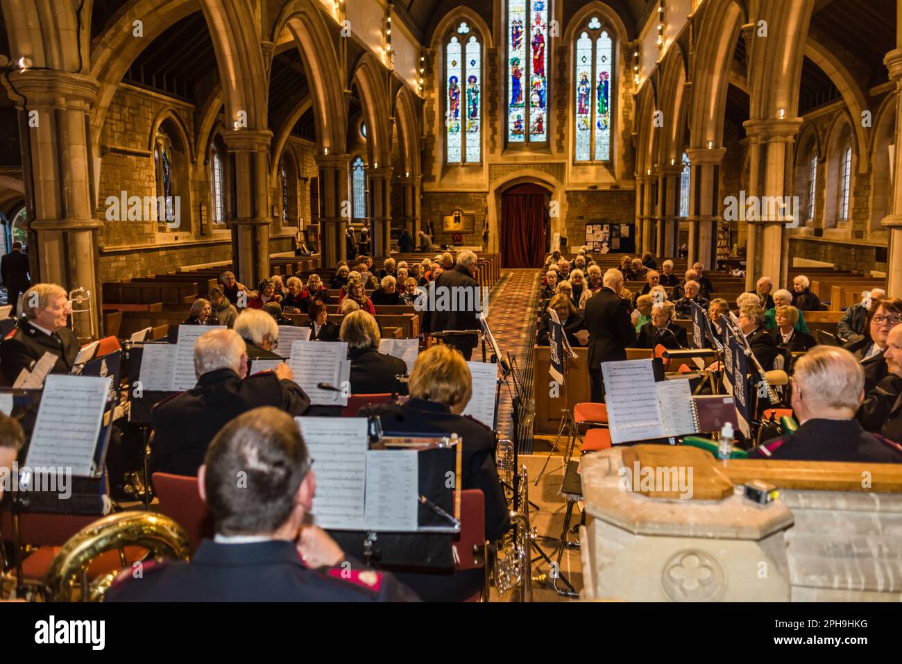 Concierto de primavera del Ejército de Salvación del Templo de Exeter en St Peters, Budleigh Salterton. Foto de stock