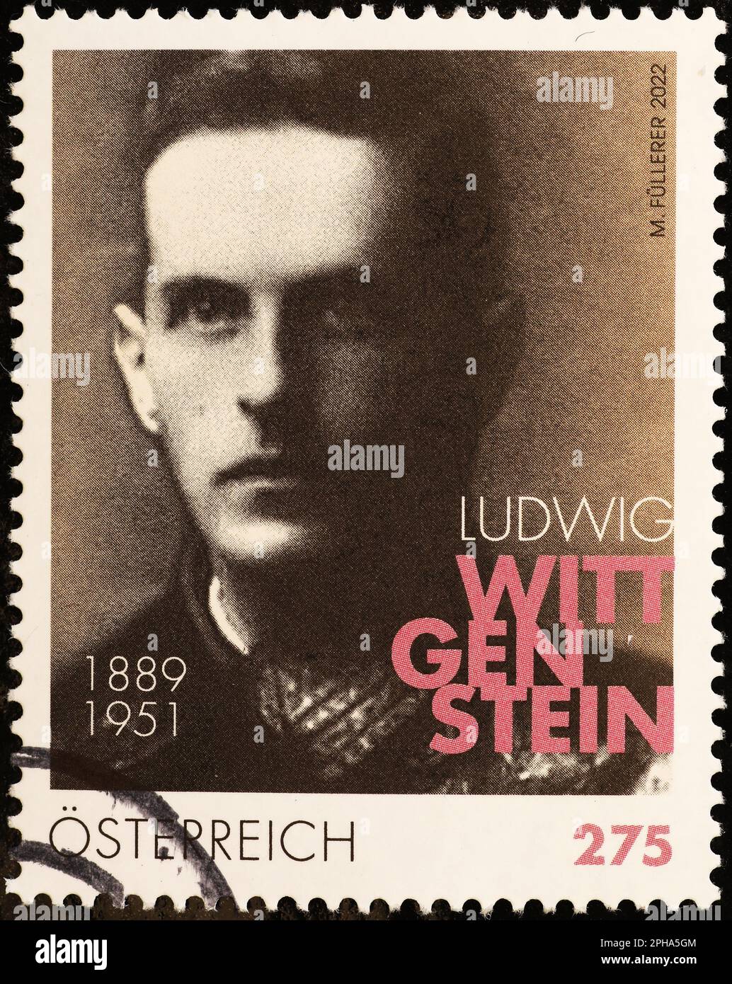 Ludwig Wittgenstein en sello postal austriaco Foto de stock