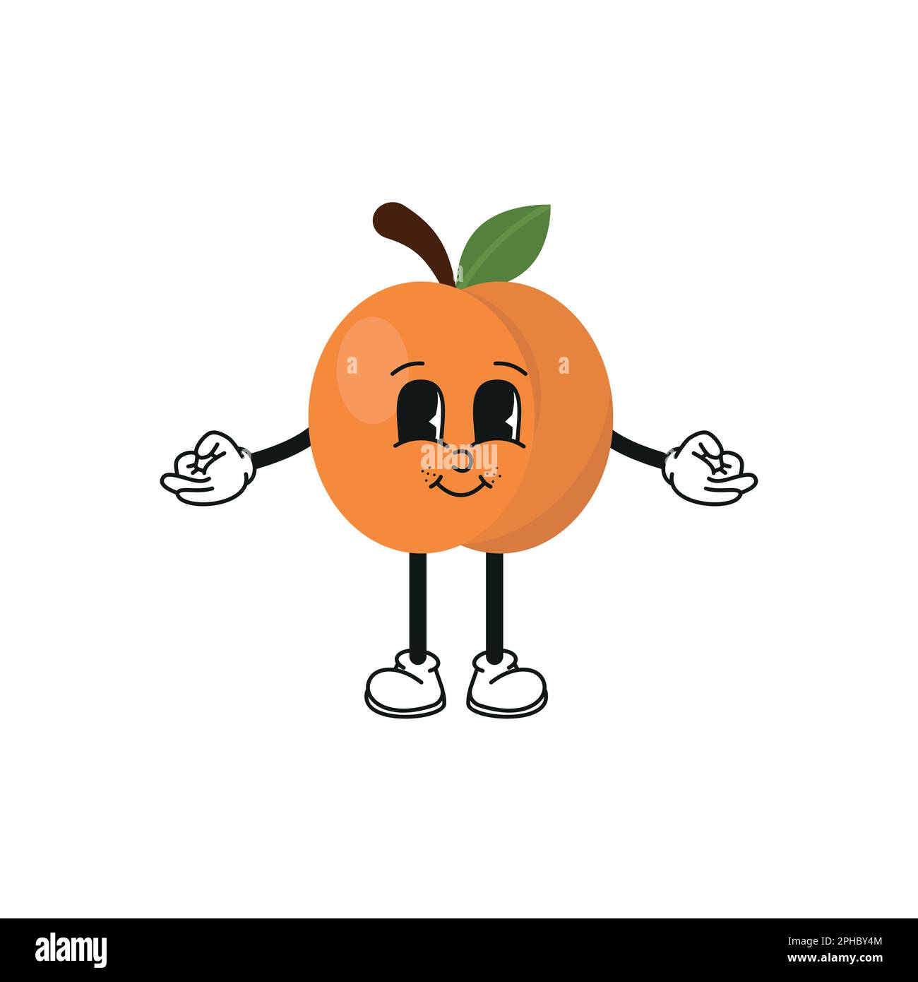 Divertido personaje de dibujos animados Fruit Peach, sobre un fondo