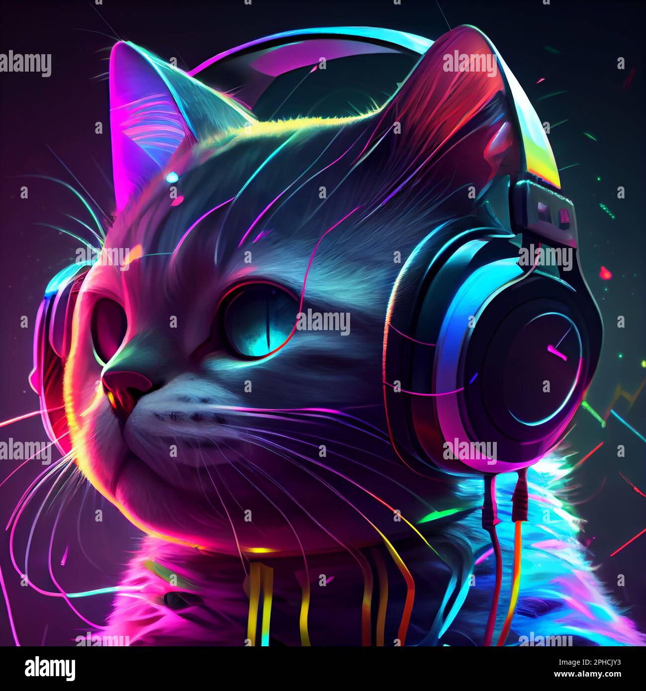 Dibujos animados de gato con auriculares fotografías e imágenes de alta  resolución - Alamy