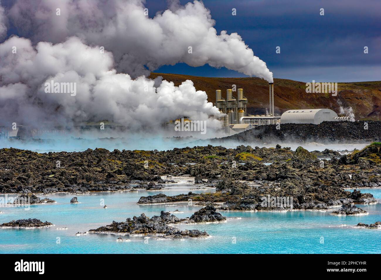 Planta de energía geotérmica Blue Lagoon, Islandia Foto de stock