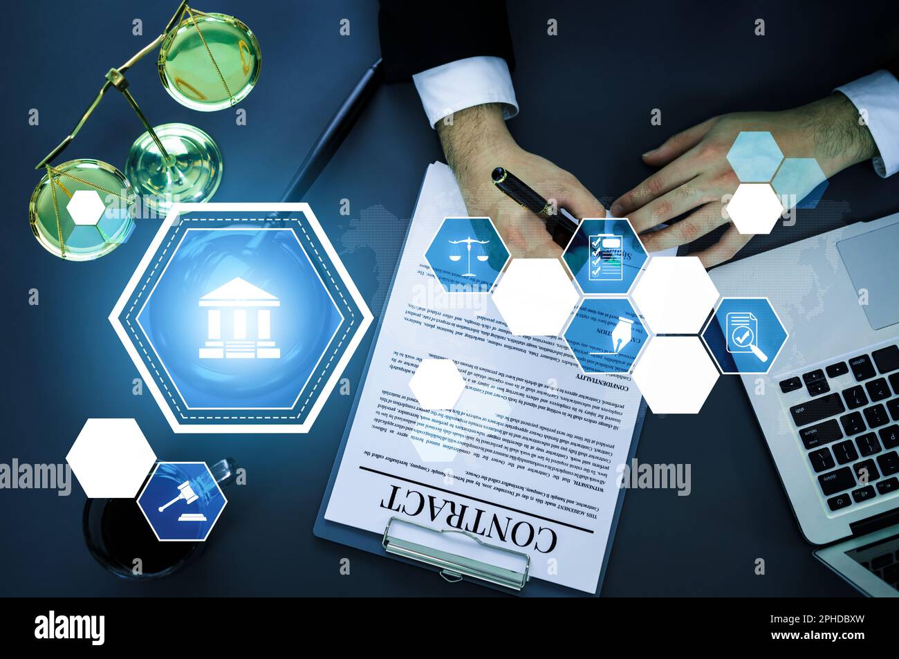 Derecho inteligente, iconos de asesoramiento legal y herramientas de