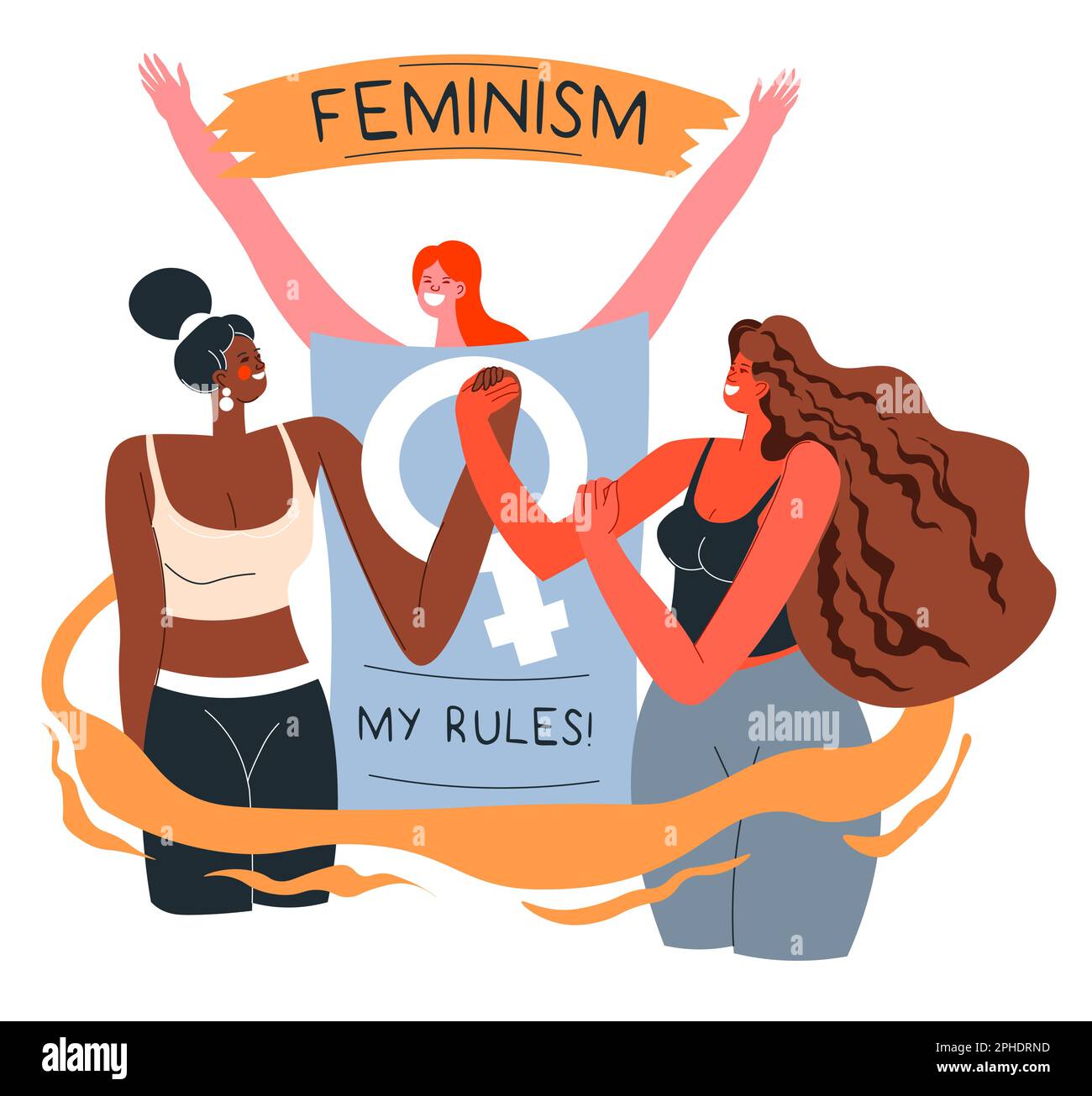 Movimiento feminista, empoderamiento y libertad para las mujeres. Igualdad  de derechos. Personajes femeninos mostrando pancartas y protestando.  Motivación para las niñas, señor Imagen Vector de stock - Alamy