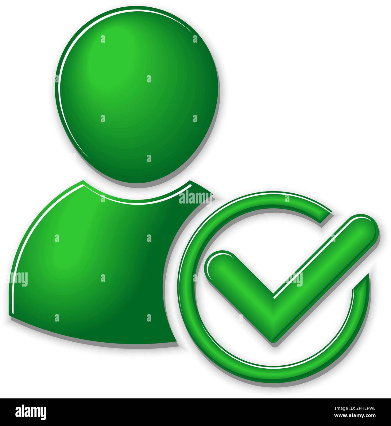 Firma de perfil de usuario con marca de verificación. Símbolo de usuario verificado, aceptado y autorizado. Vector sobre fondo transparente Ilustración del Vector