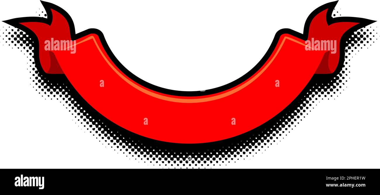Icono de cinta roja en estilo cómico. Plantilla de vector para el mensaje de texto Ilustración del Vector