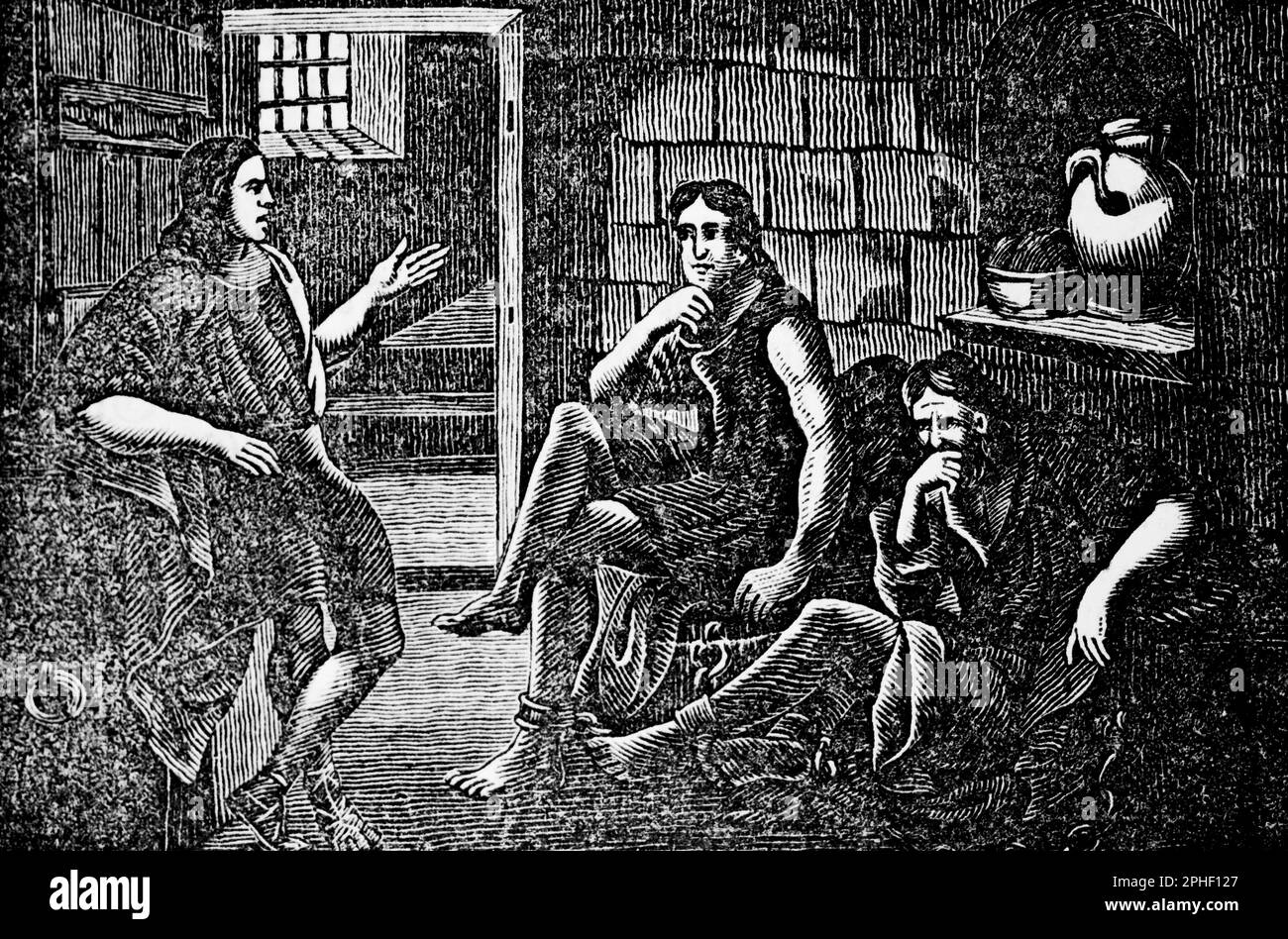 José el inocente en la cárcel, biblia histórica 1831, ilustración