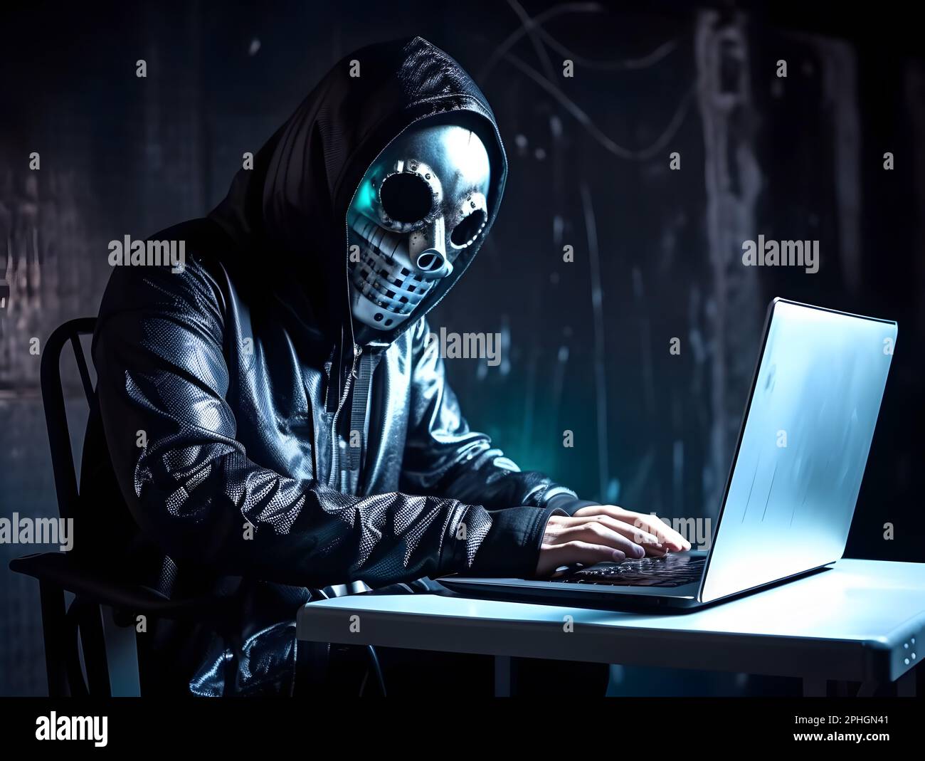 Hacker robot anónimo con sudadera con capucha. Concepto de hacking  ciberseguridad, cibercrimen, ciberataque, web oscura o web negra, etc  Fotografía de stock - Alamy