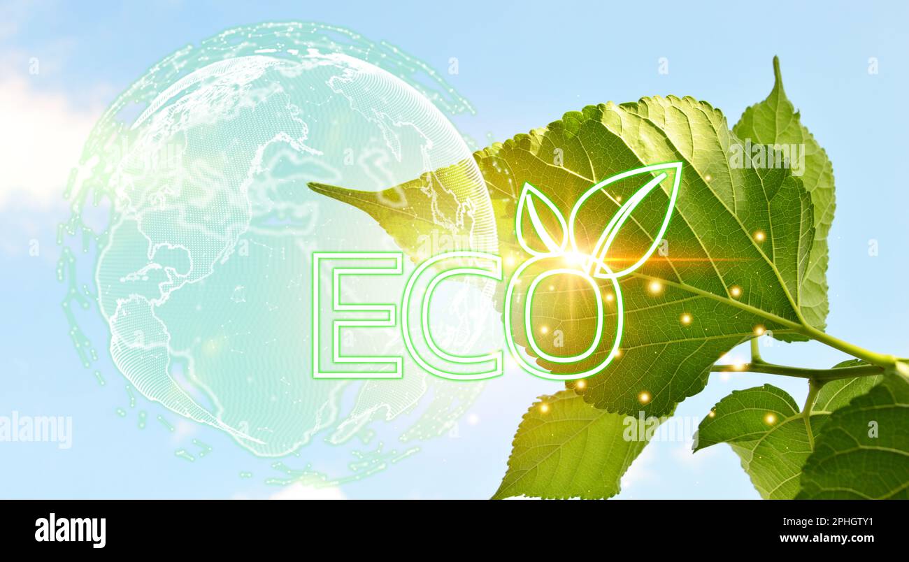 Mundo ecológico, reducir el consumo de energía y el ahorro de energía Foto de stock