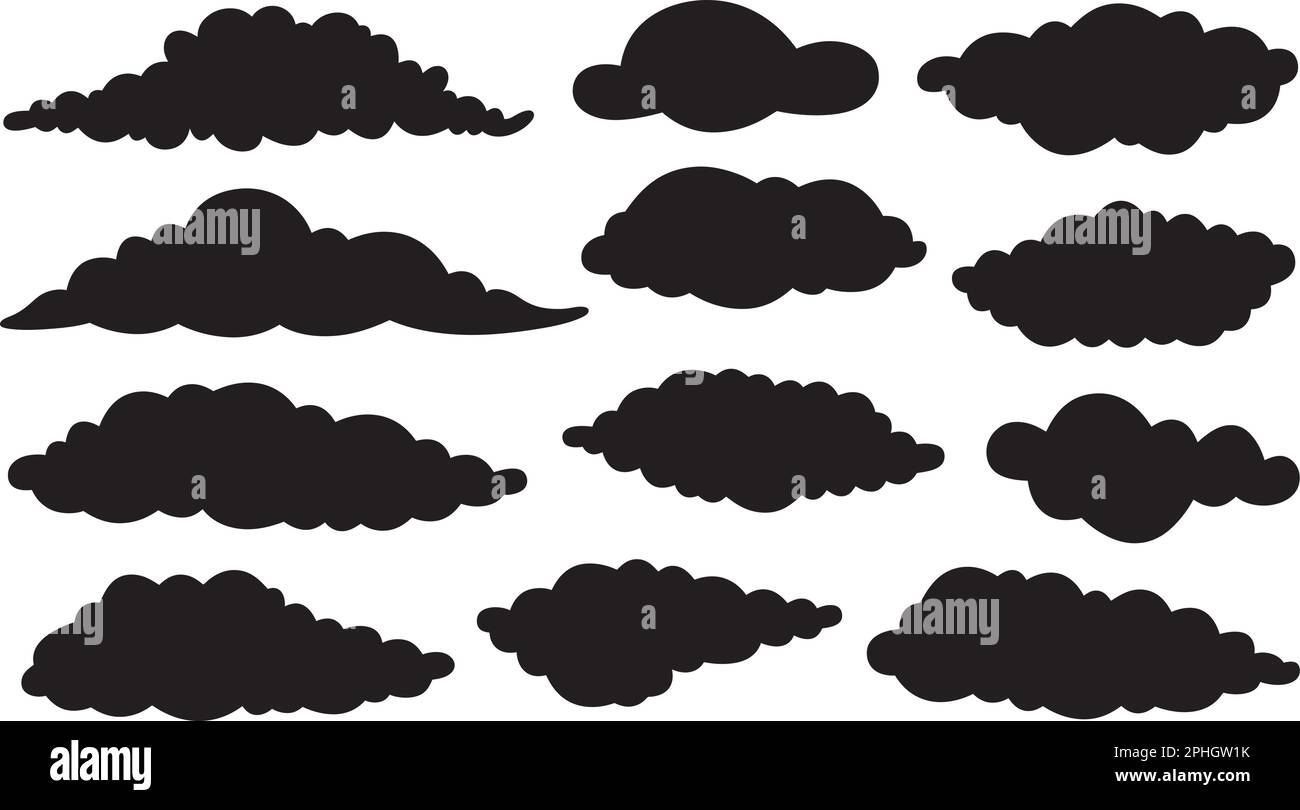Conjunto de diferentes nubes aislado en blanco Ilustración del Vector