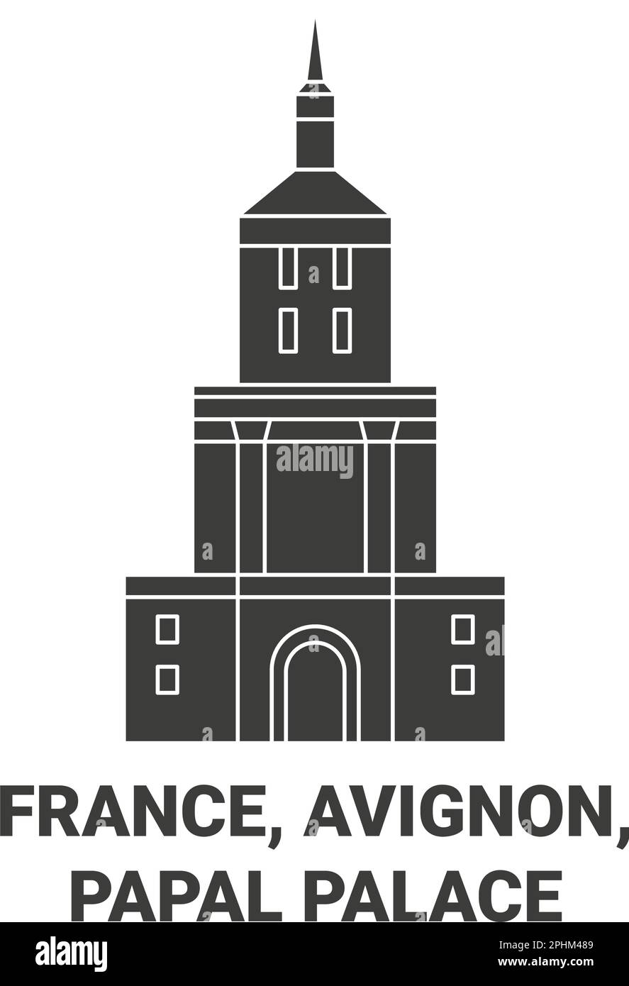 Francia, Aviñón, Palacio Papal, ilustración vectorial de referencia de viaje Ilustración del Vector