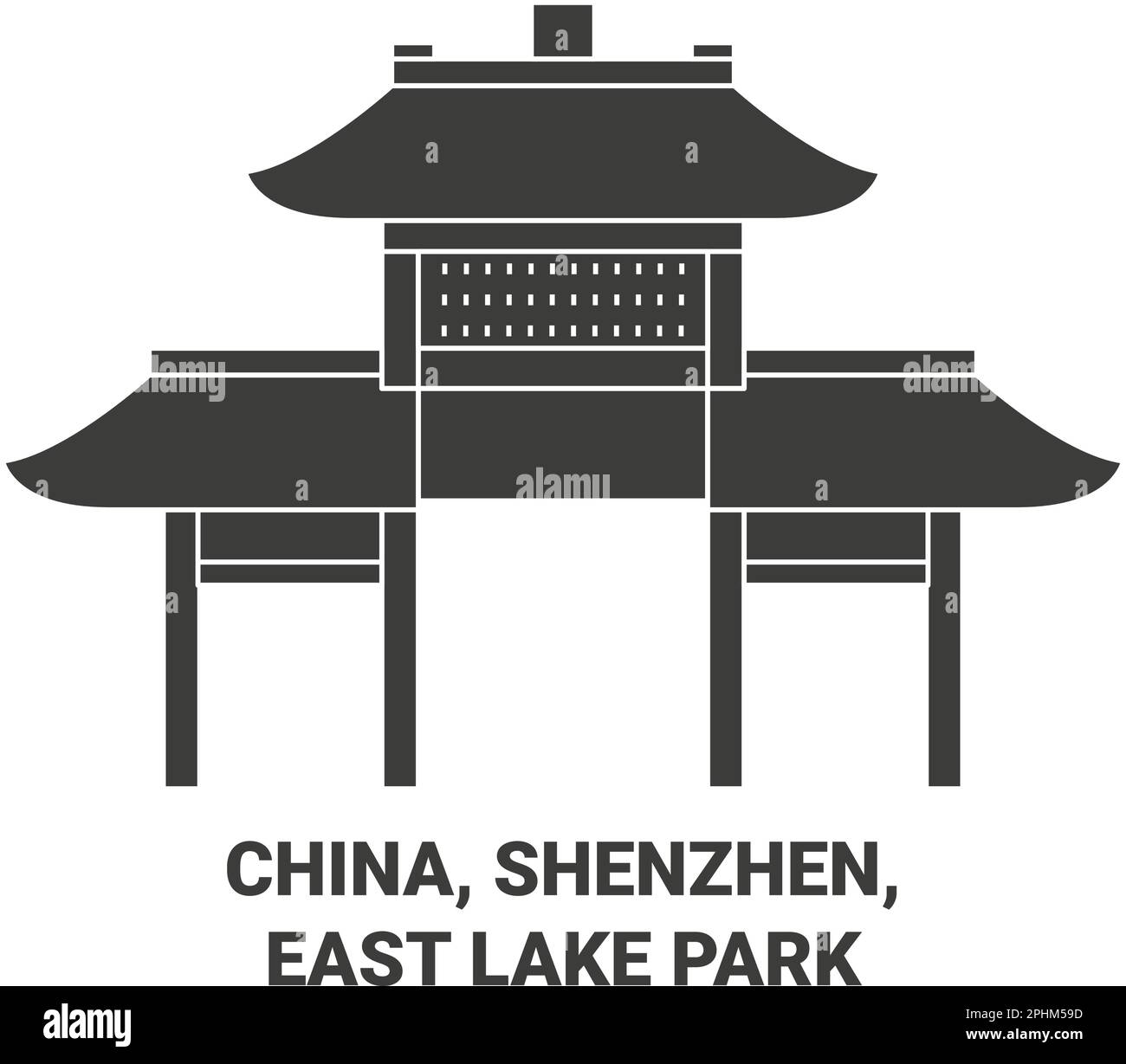 China, Shenzhen, East Lake Park ilustración vectorial de referencia de viaje Ilustración del Vector