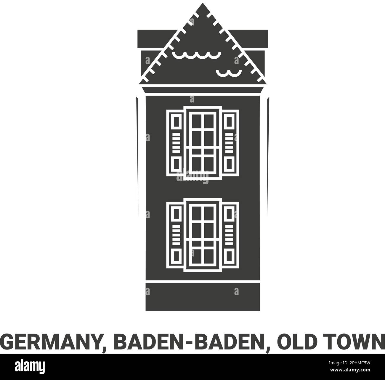 Alemania, Badenbaden, ilustración vectorial de punto de referencia de viaje de la ciudad vieja Ilustración del Vector