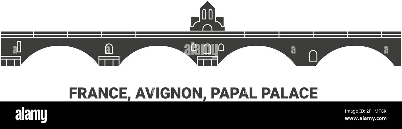 Francia, Aviñón, Palacio Papal ilustración vectorial de referencia de viaje Ilustración del Vector