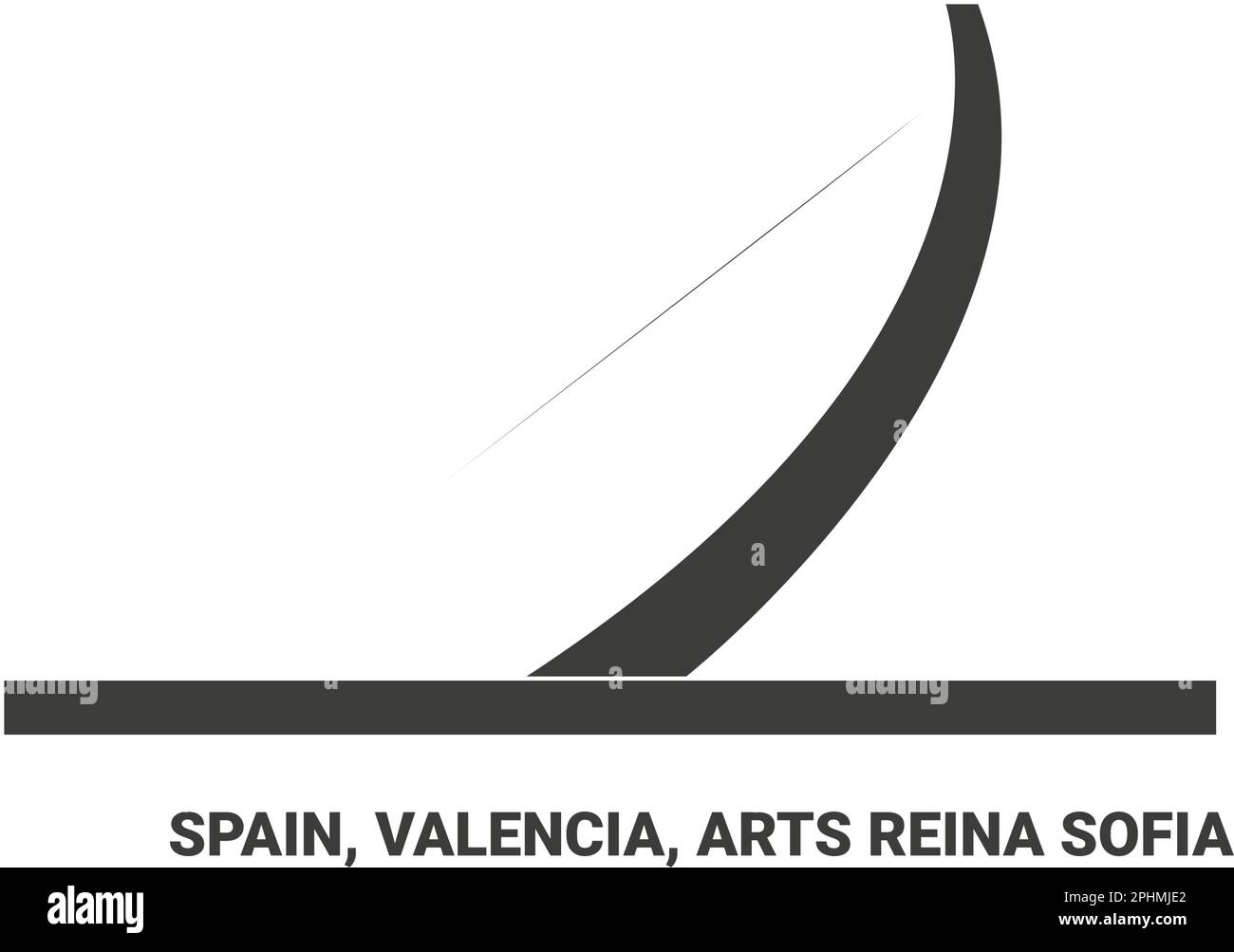 España, Valencia, Artes Reina Sofía, ilustración vectorial de referencia de viaje Ilustración del Vector