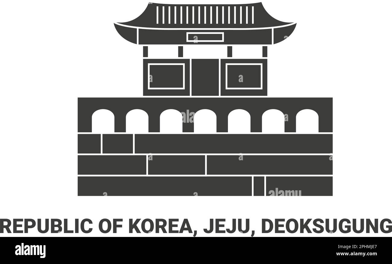 República de Corea, Jeju, Deoksugung, ilustración vectorial de referencia de viaje Ilustración del Vector