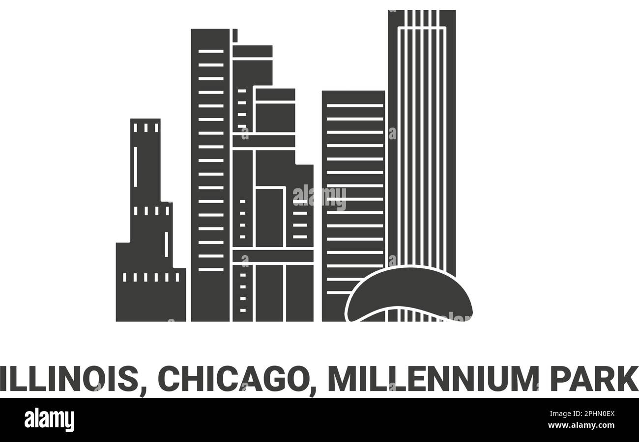 Estados Unidos, Illinois, Chicago, Millennium Park, ilustración vectorial de referencia de viaje Ilustración del Vector