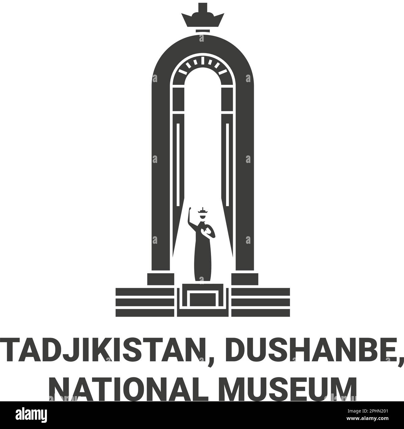 Tadjikistan, Dushanbe, Museo Nacional de viaje ilustración vectorial de hito Ilustración del Vector