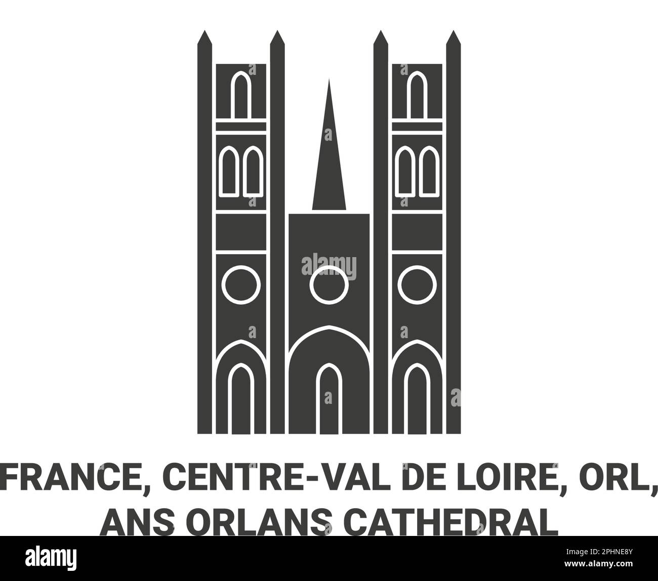 Francia, Centreval De Loire, Orl, Ansorlans Catedral de viaje hito ilustración vectorial Ilustración del Vector