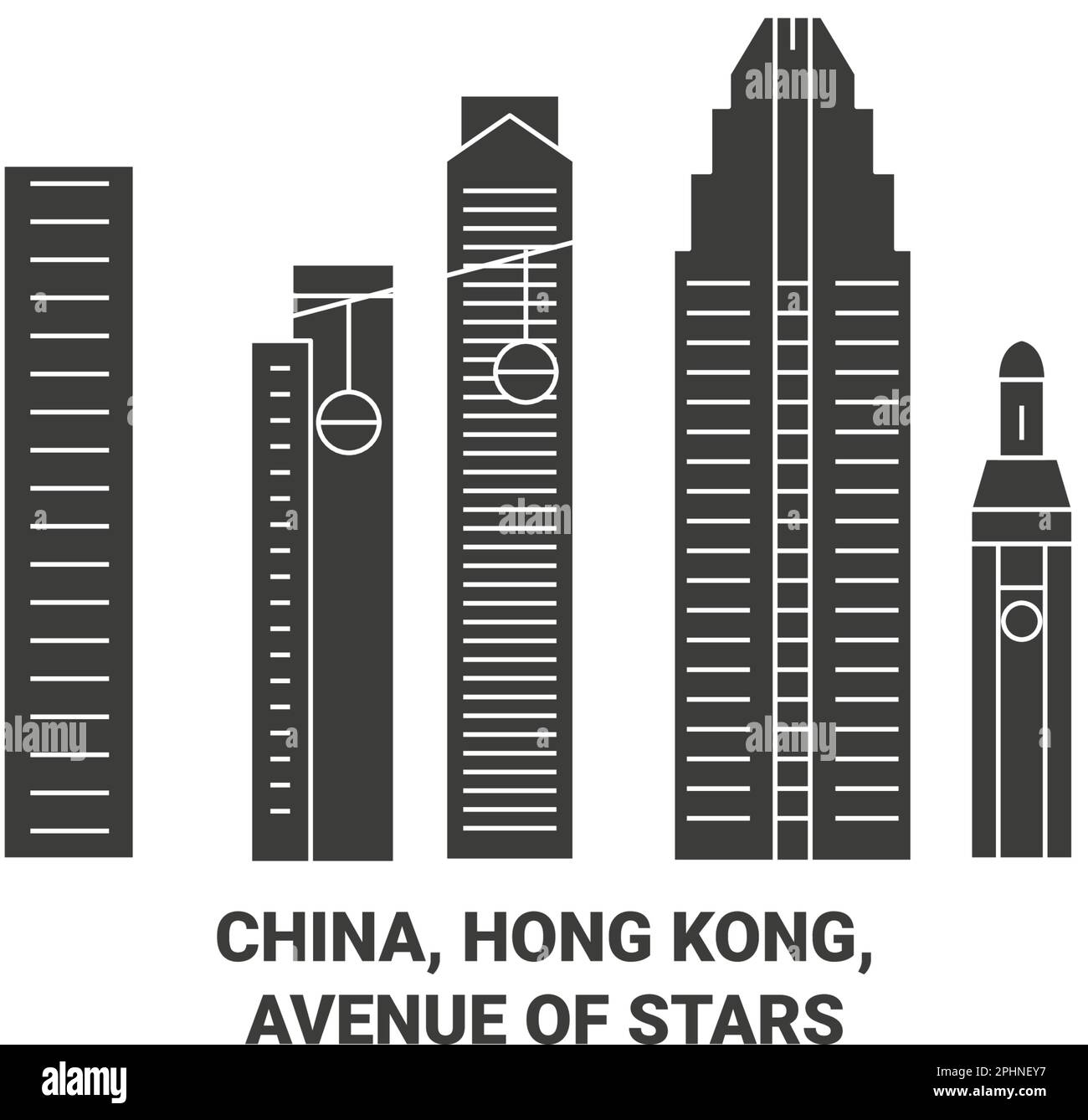 China, Hong Kong, Avenida de las estrellas ilustración vectorial de referencia de viaje Ilustración del Vector