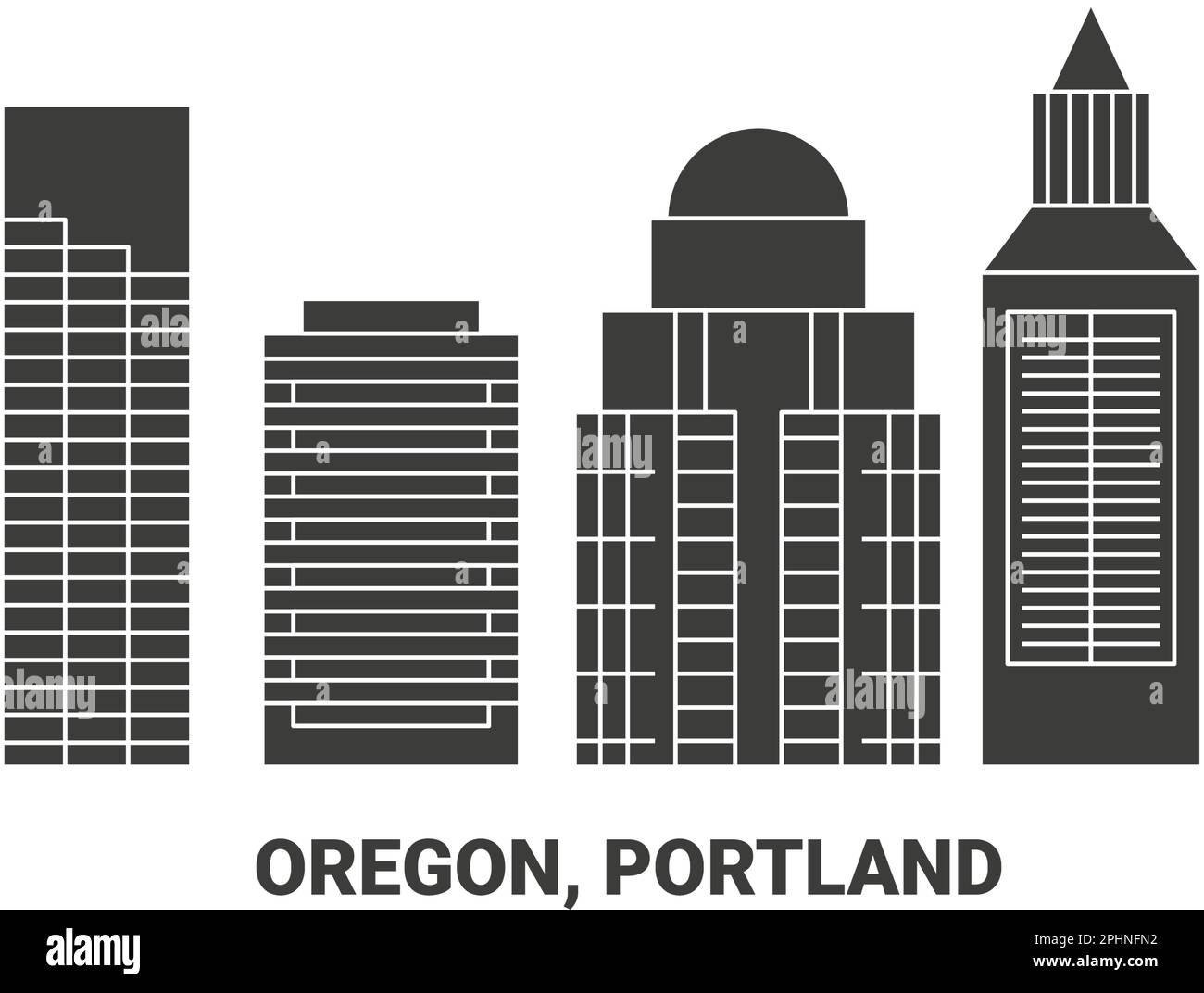 Estados Unidos, Oregón, Portland ilustración vectorial de referencia de viaje Ilustración del Vector