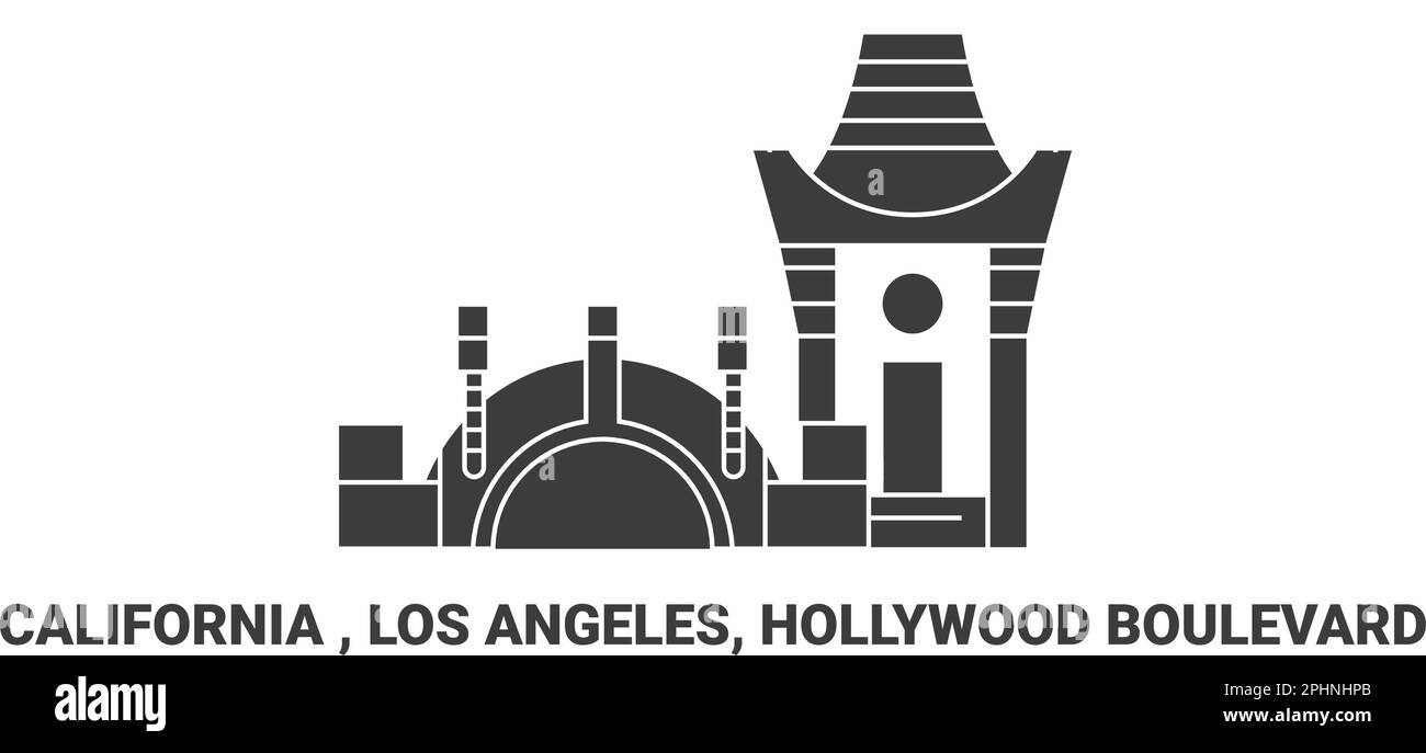 Estados Unidos, California, Los Ángeles, Hollywood Boulevard, ilustración vectorial de referencia de viaje Ilustración del Vector